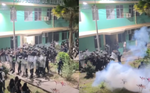 Policía lanza bombas lacrimógenas durante enfrentamientos con estudiantes en Ucayali